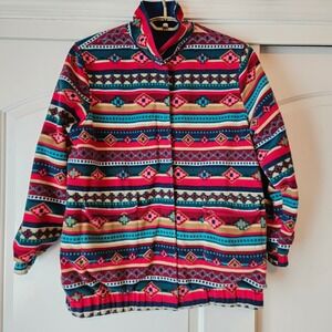 Reversible Jacket Mens XL Southwestern Aztec Tribal Fleece Lined Geometric Chore